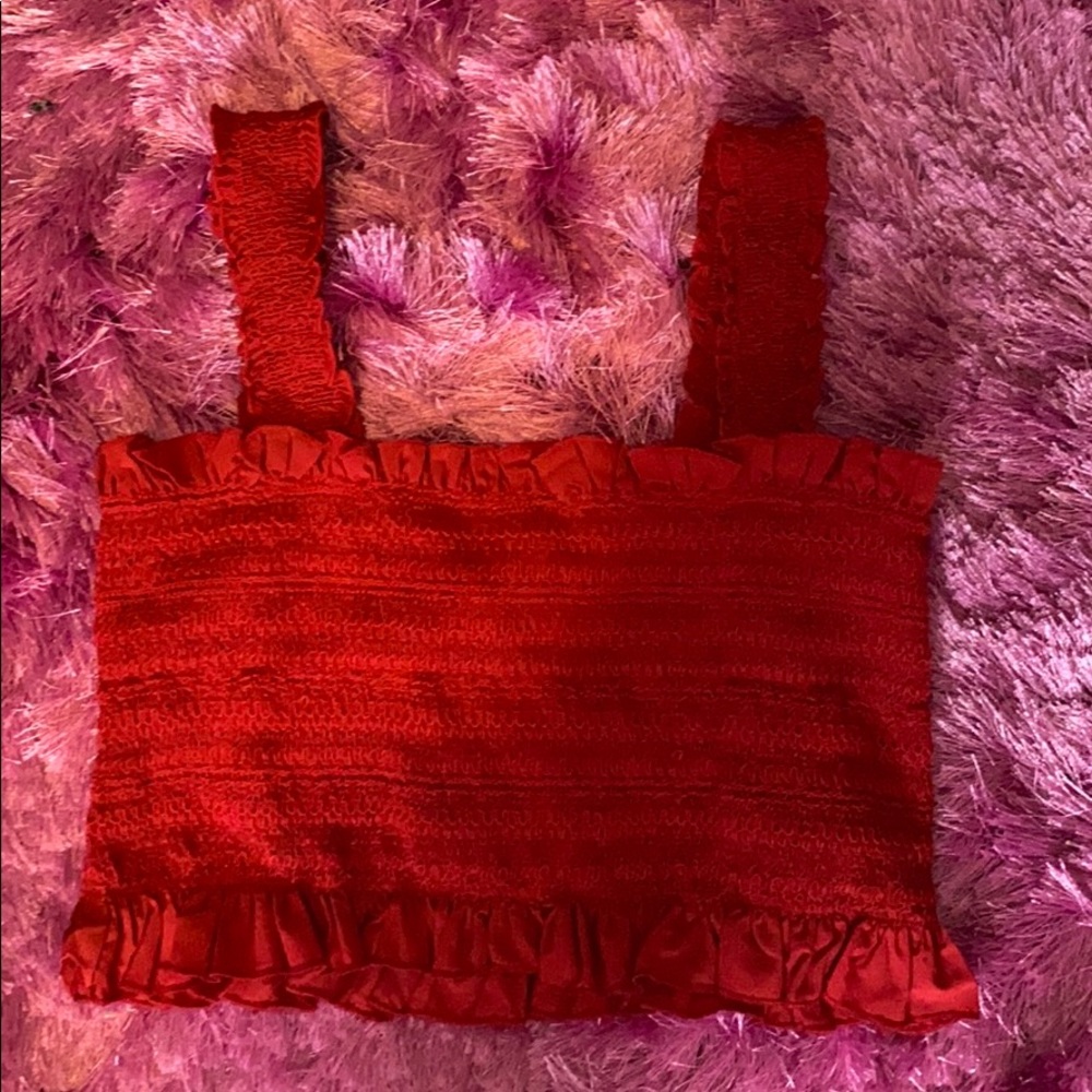 Red Ruffle Crop Top